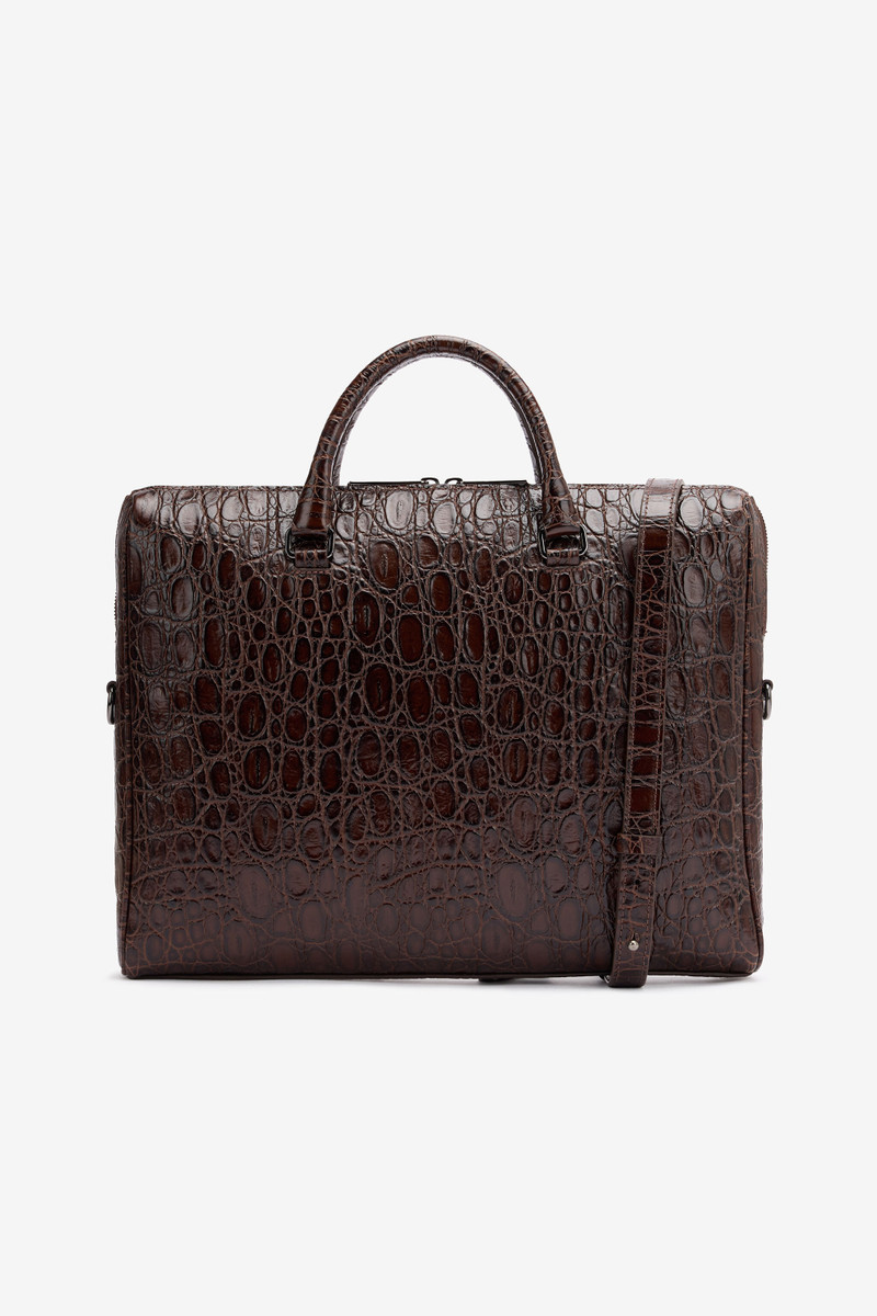 Crocodile-Print Document Bag 3