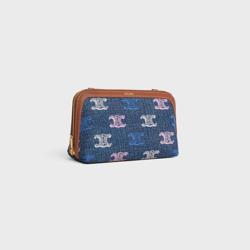 Clutch on Chain Cuir triomphe IN DENIM WITH TRIOMPHE ALL OVER 3