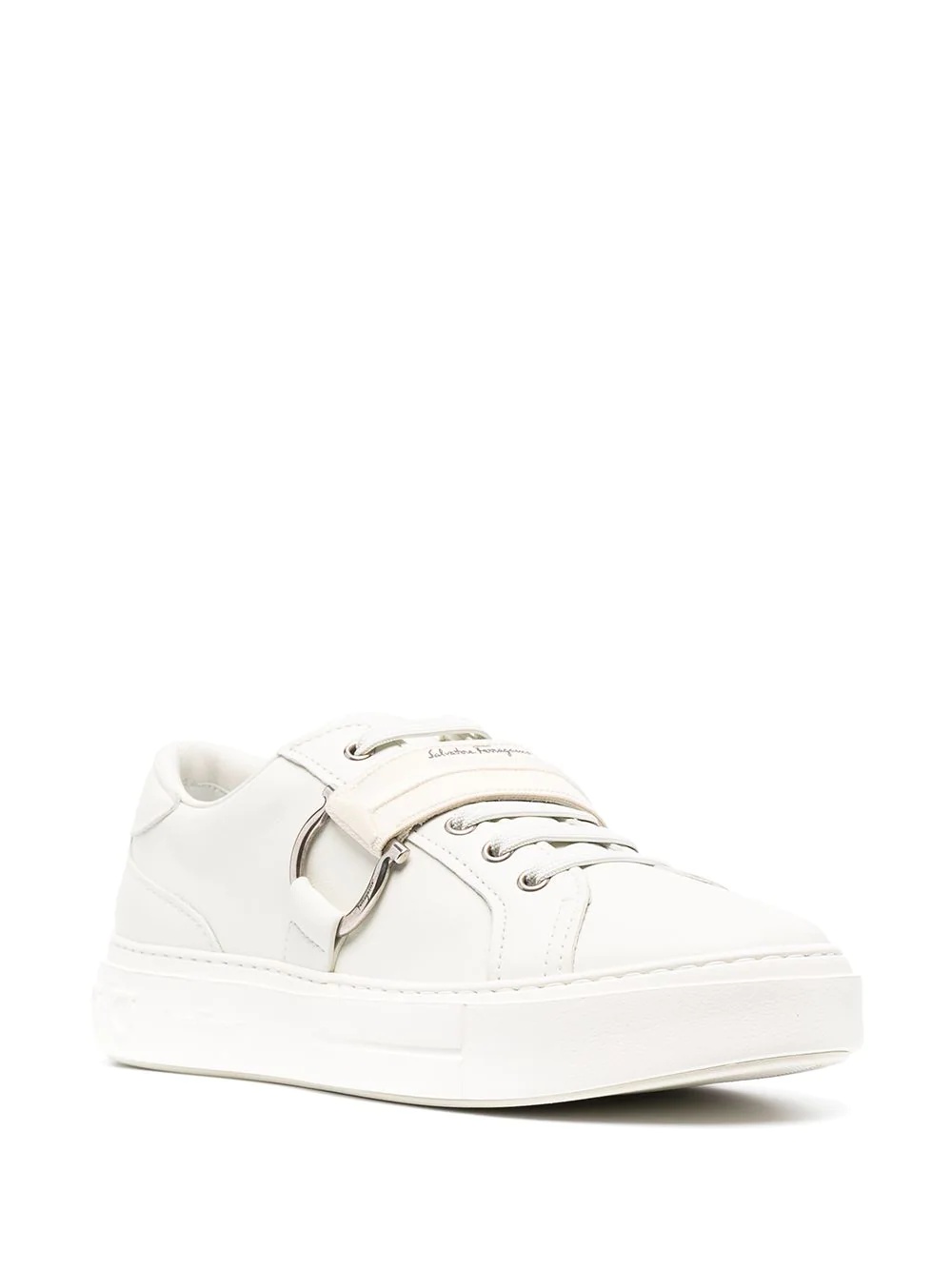 Gancini buckled leather sneakers - 2