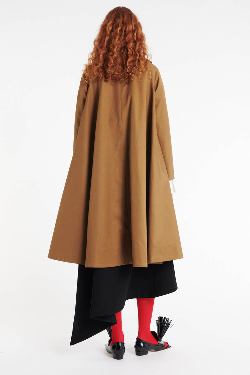 LONG FLARED TRENCH WITH POCKETS KHAKI BROWN 3