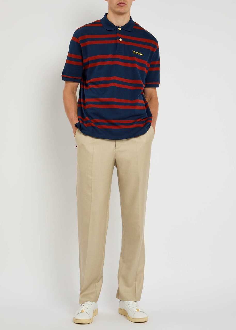 Valentino Garavani Chez Valentino Striped Piqué Cotton Polo Shirt - 4