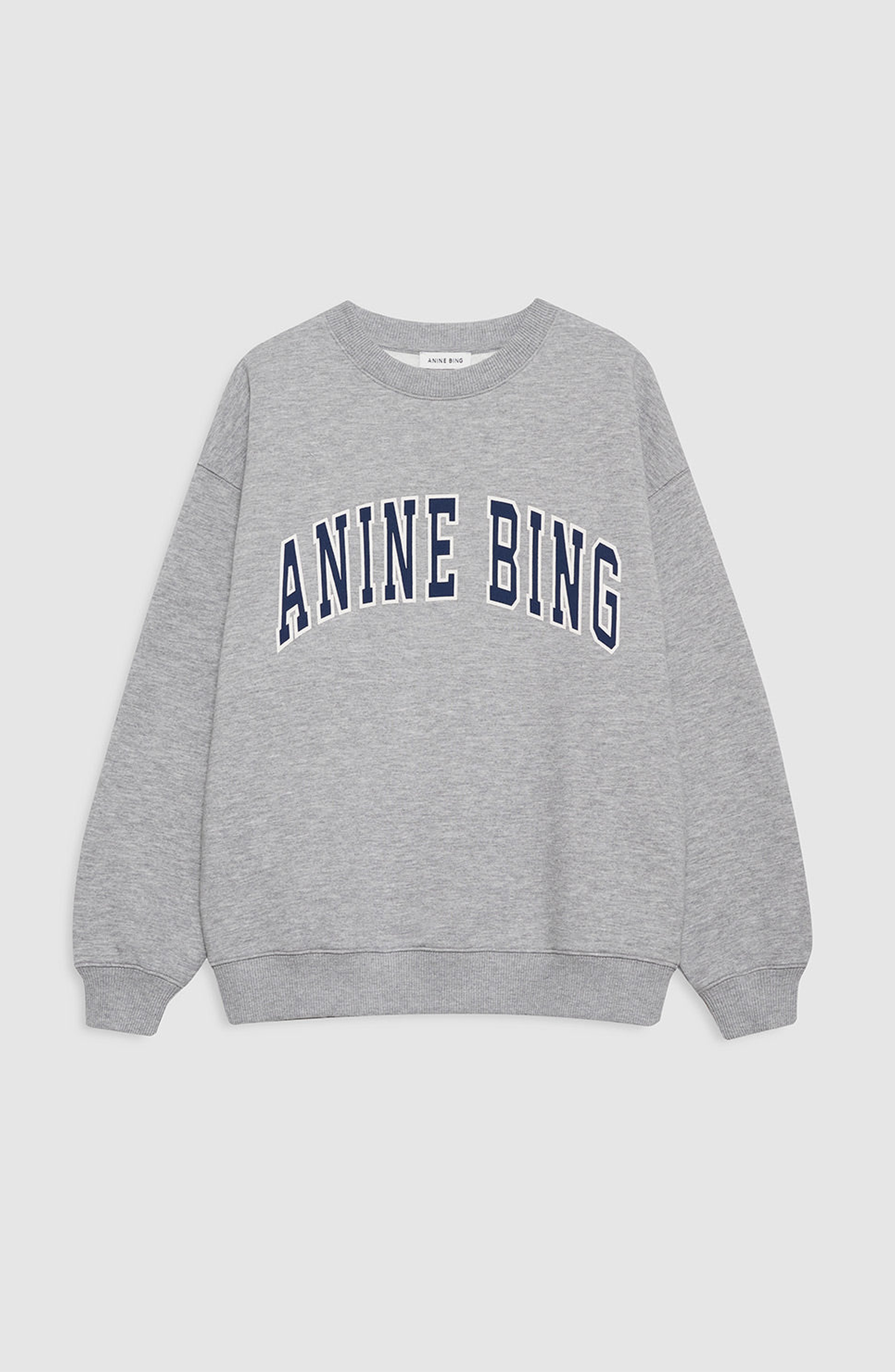 ANINE BING Spencer Crewneck Pullover Sweatshirt in Medium Heather Grey at Nordstrom - 4