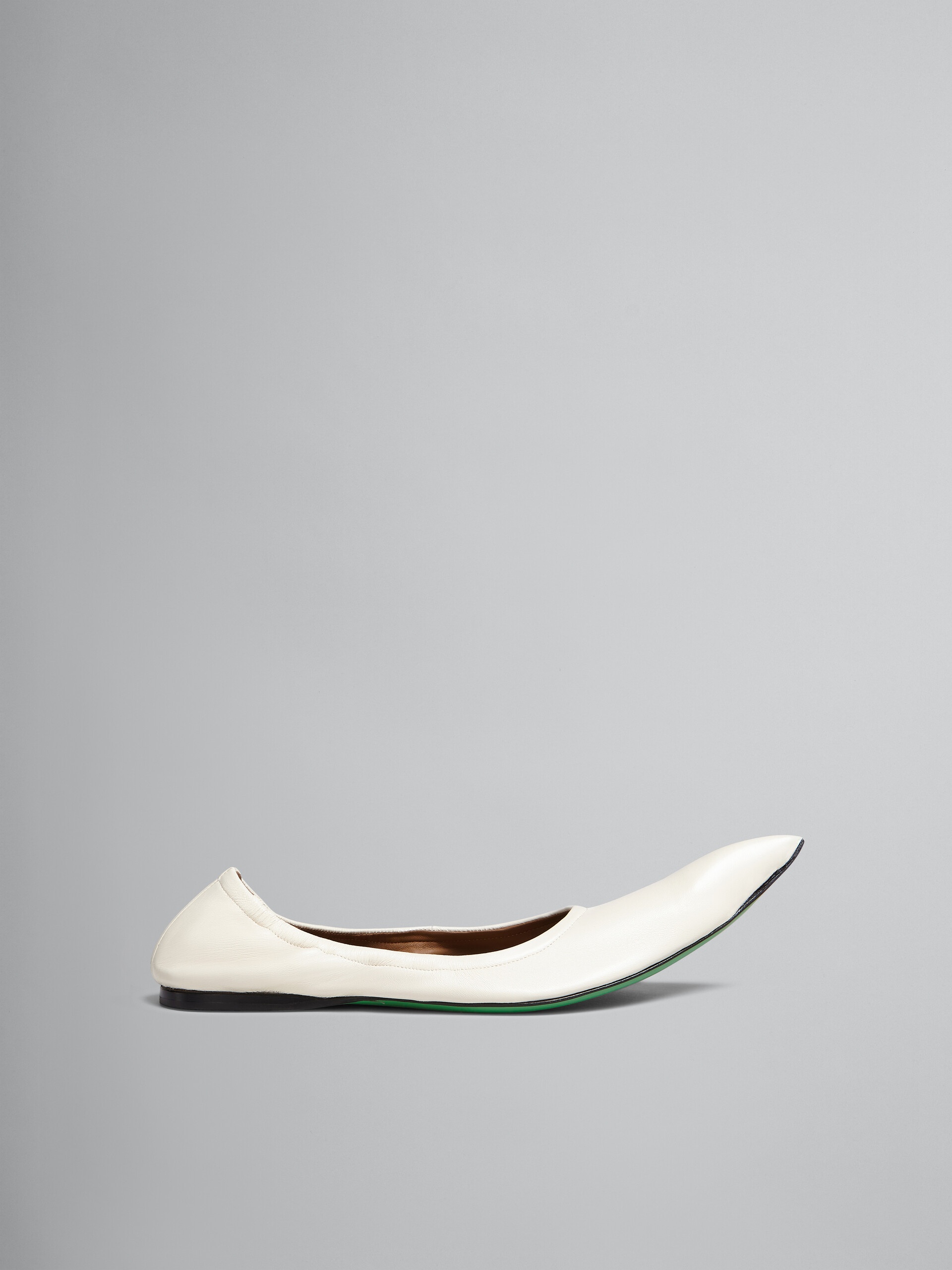 WHITE NAPPA POINTED-TOE BALLET FLATS - 1