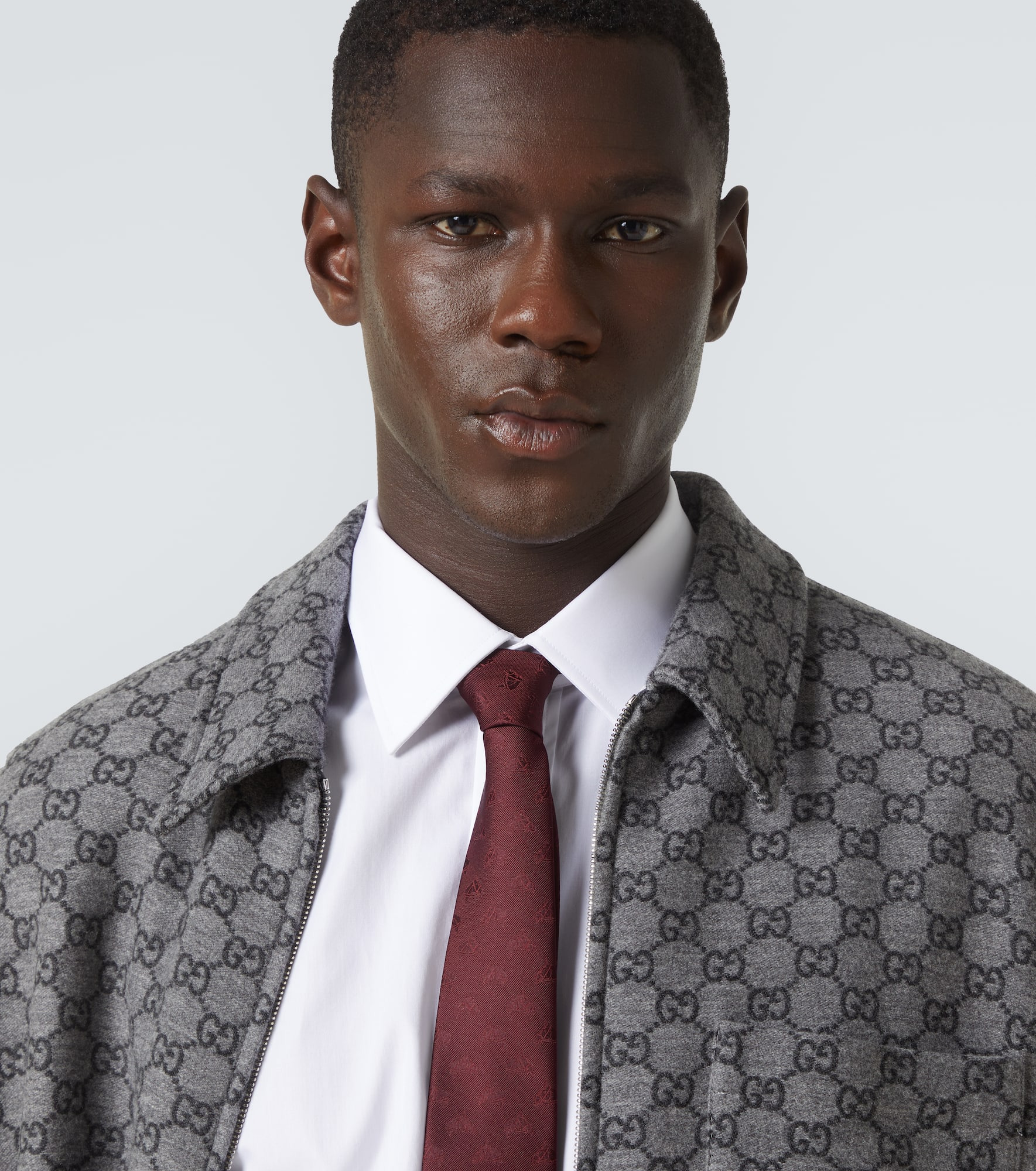 Embroidered logo silk jacquard tie - 2