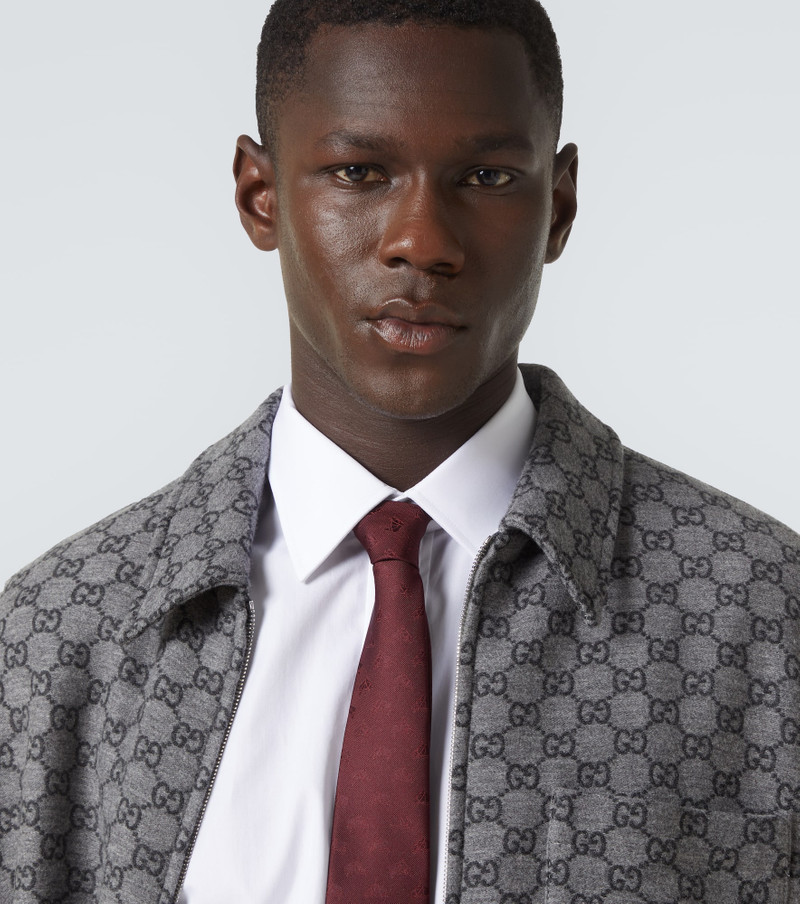 GUCCI Embroidered logo silk jacquard tie outlook
