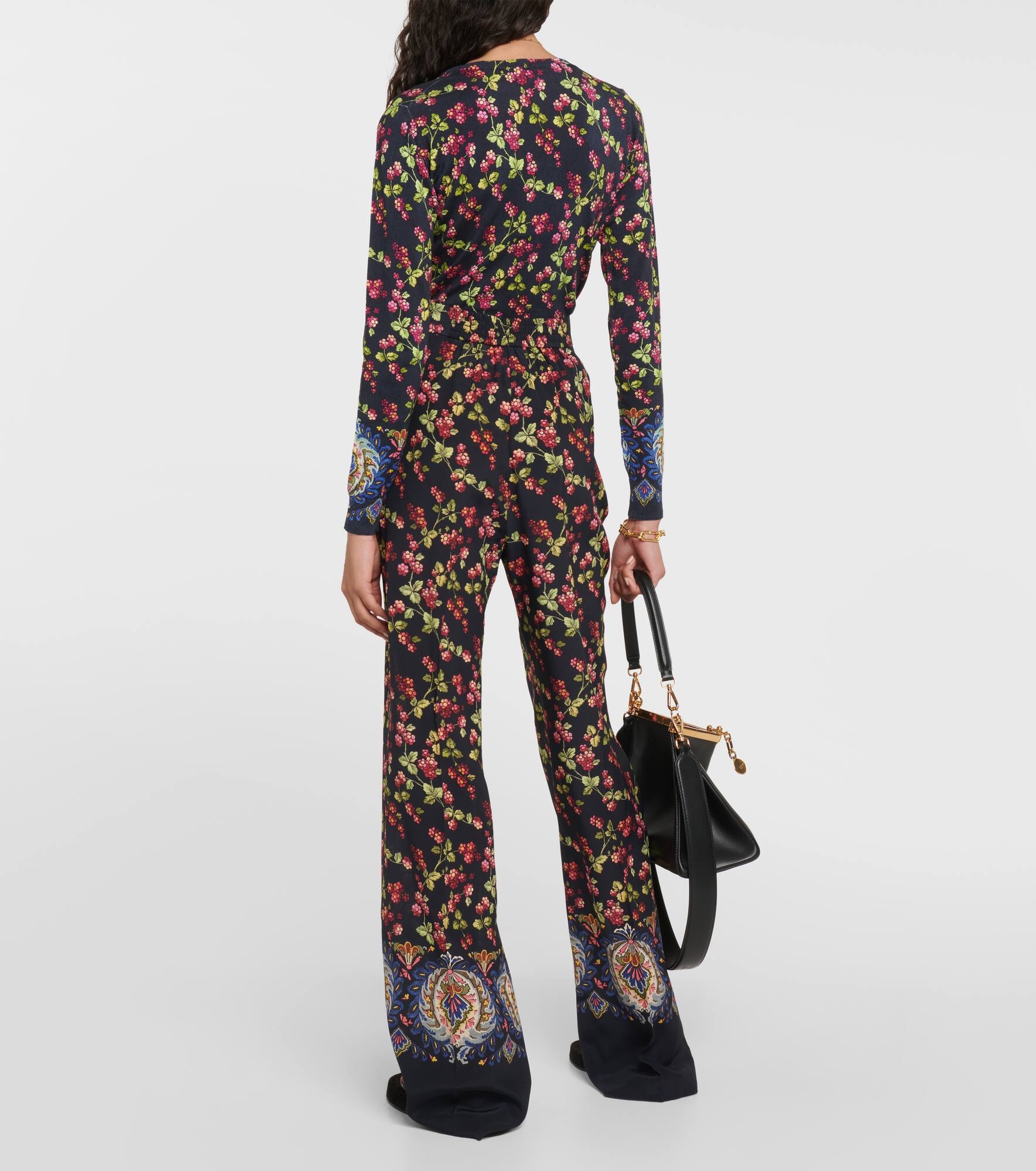 Printed high-rise silk pants - 3