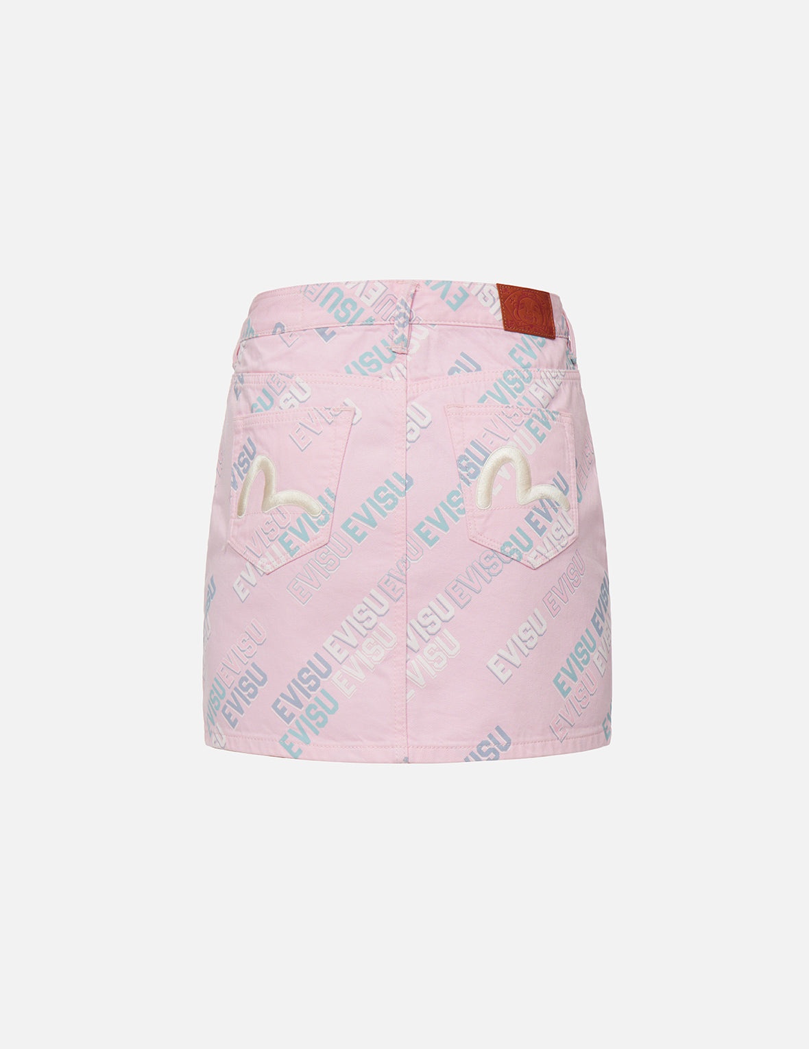 Allover Logo Print Denim Mini Skirt - 8
