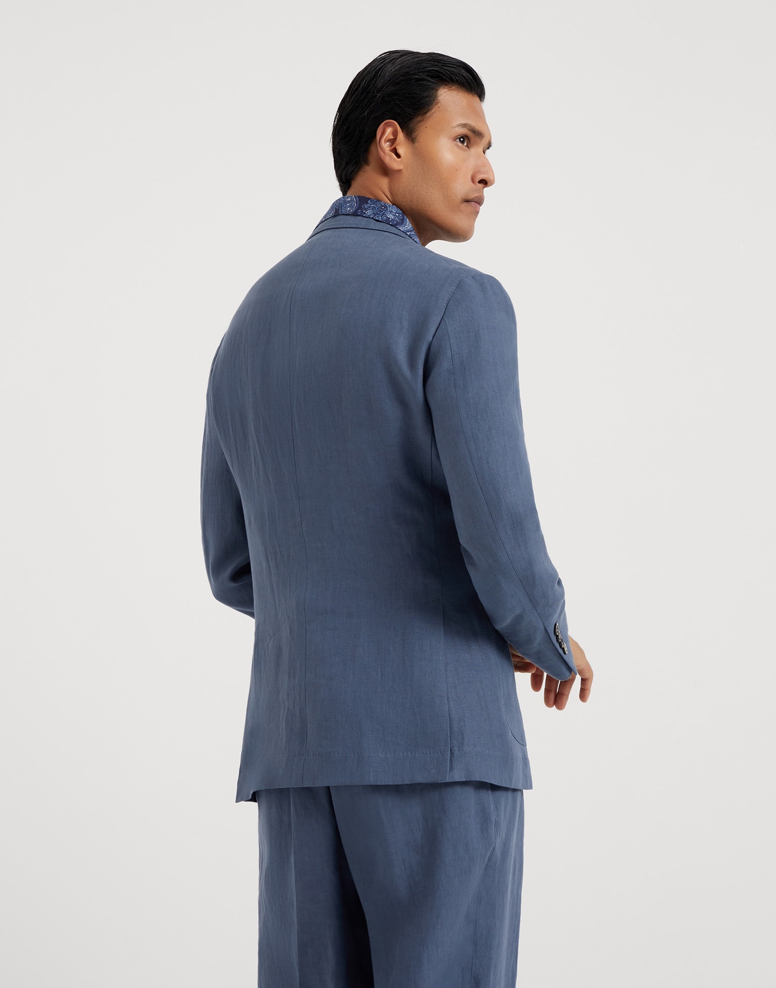 Linen deconstructed blazer with patch pockets - 2