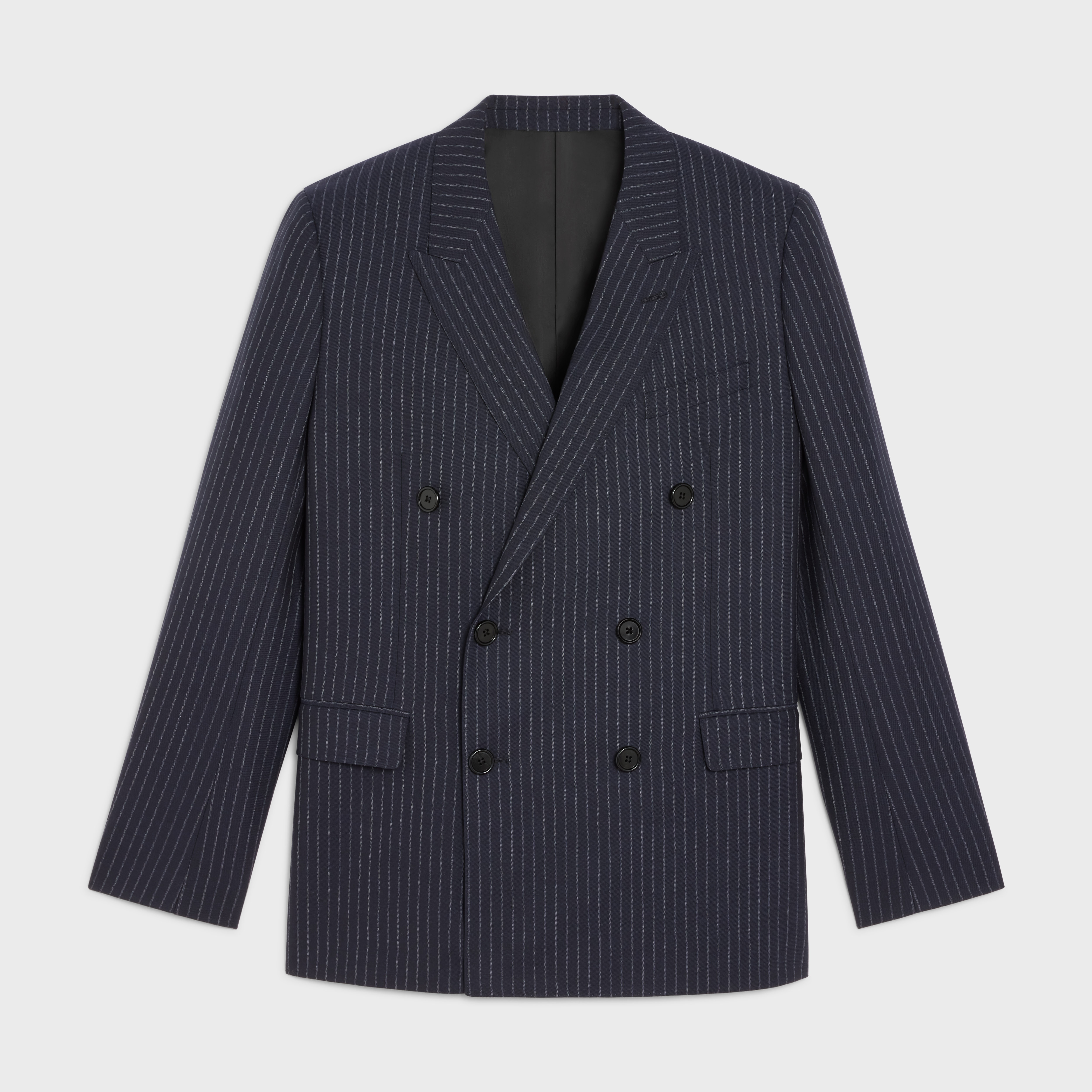 RECTANGLE JACKET IN STRIPED WOOL FABRIC - 1