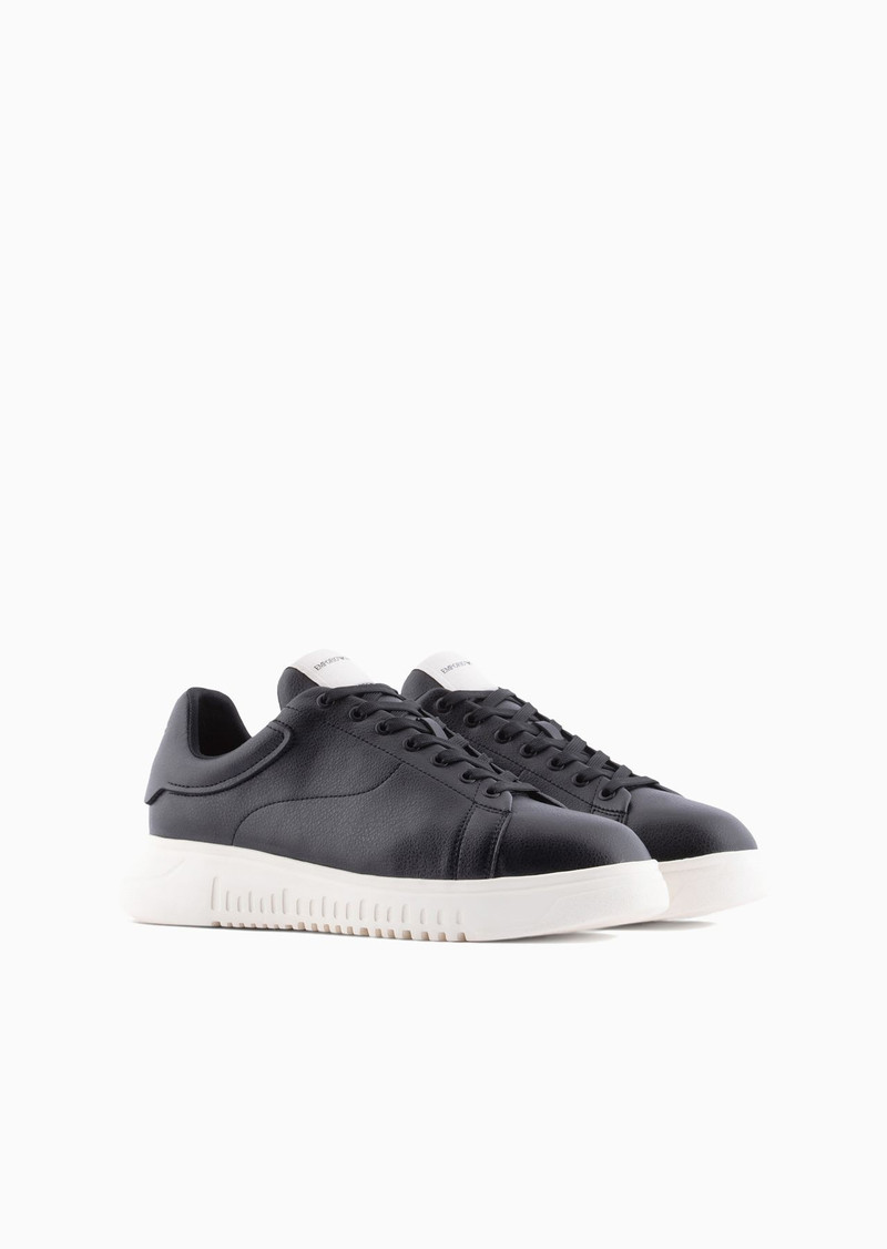 EMPORIO ARMANI Tumbled-leather sneakers with oversized soles outlook