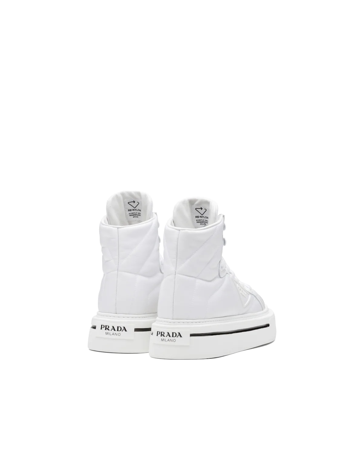 Prada Macro Re-Nylon and brushed leather high-top sneakers - 5