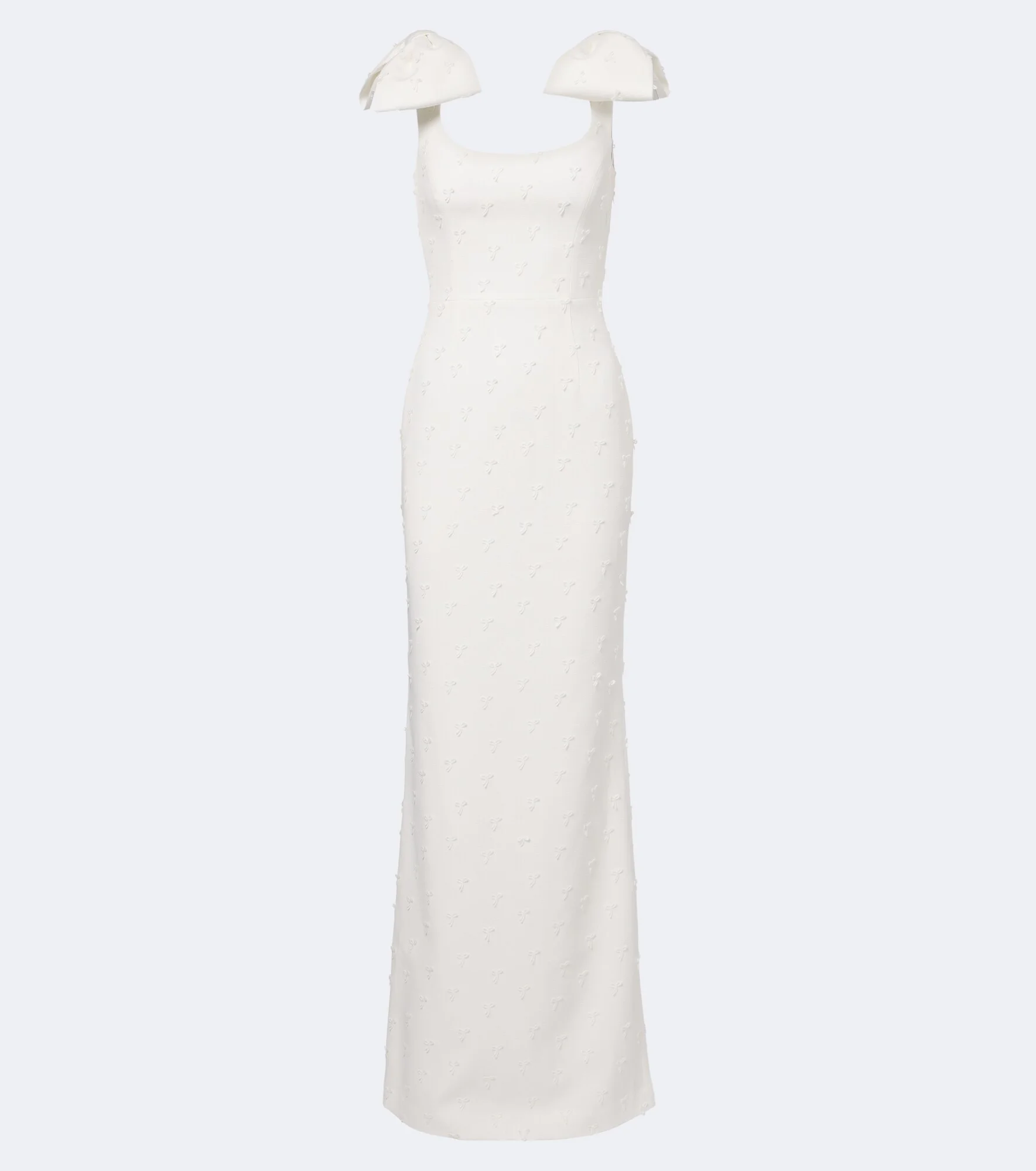 Mariee bow-detail embroidered crêpe gown - 1
