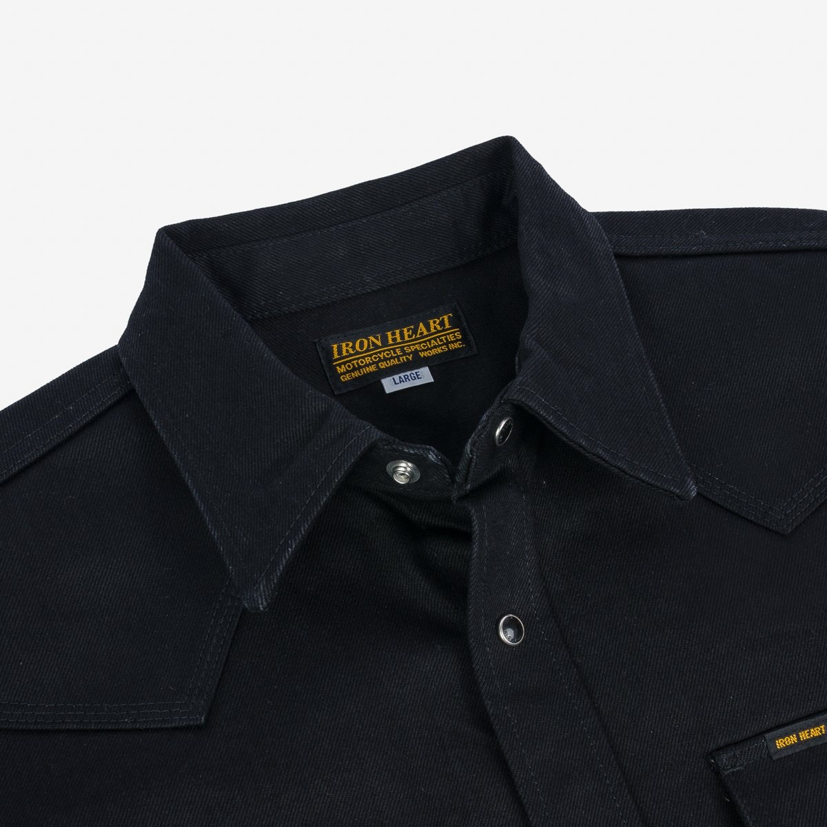 IHSH-361-BLK 16oz Non-Selvedge Denim Western Shirt -  Superblack (Fades To Grey) - 9