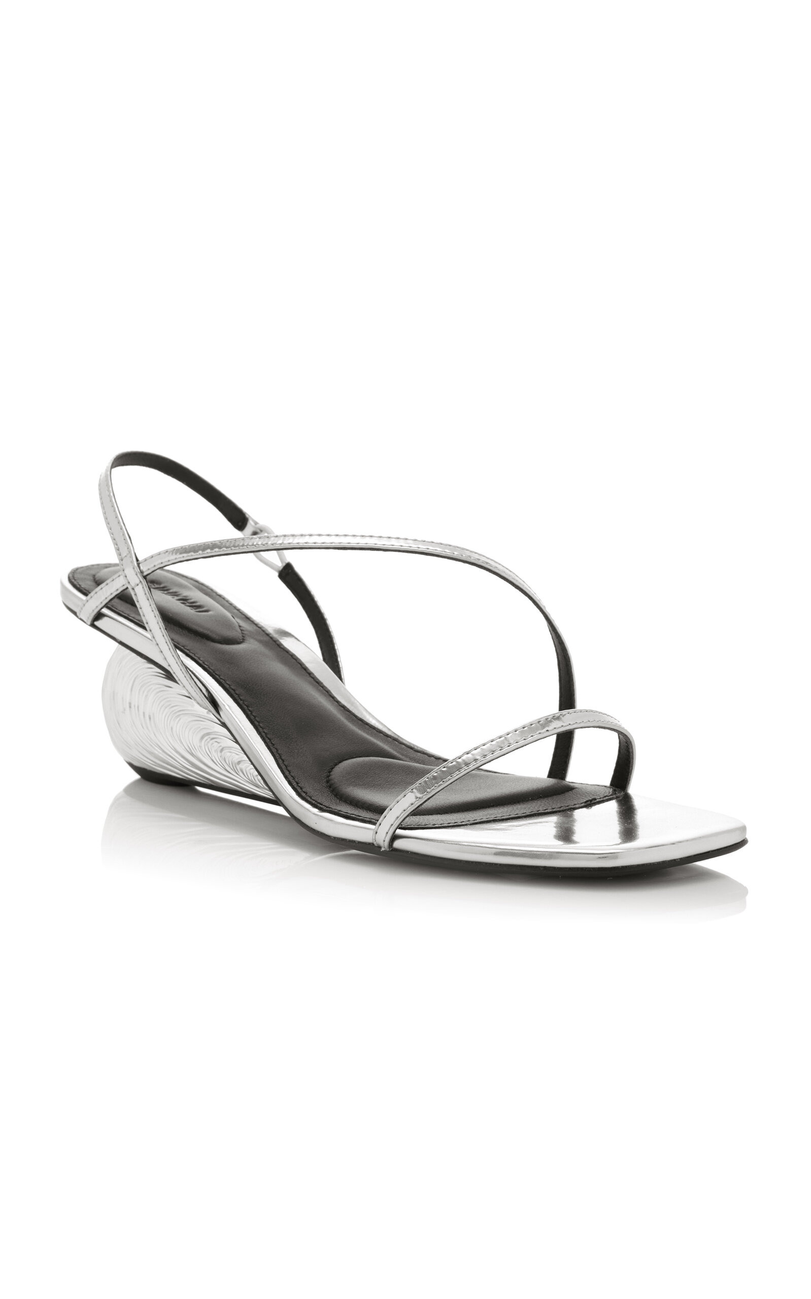 Bridget Oyster Shell Wedge Leather Sandals silver - 4