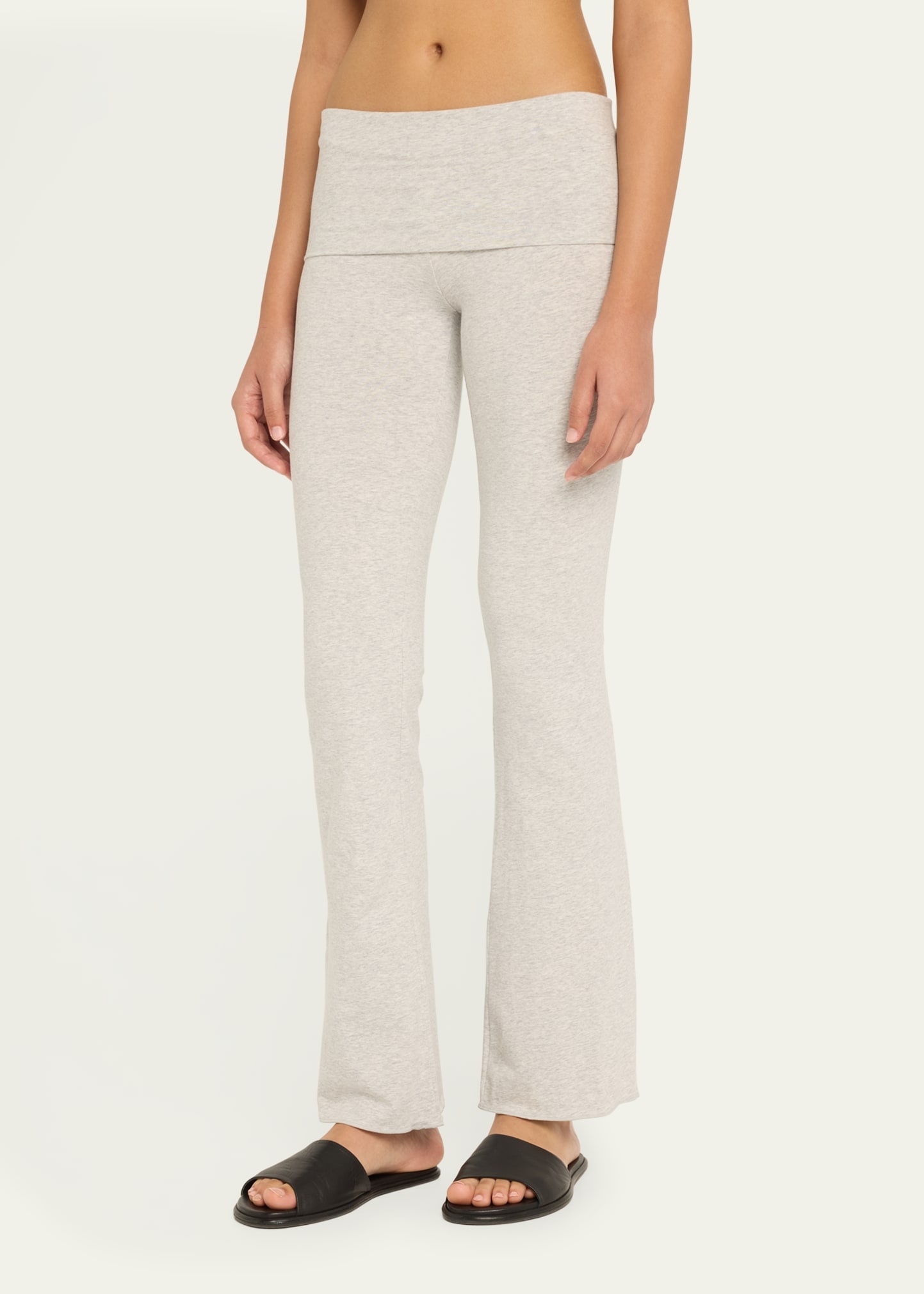 Cotton Jersey Foldover Flare-Leg Pants - 4