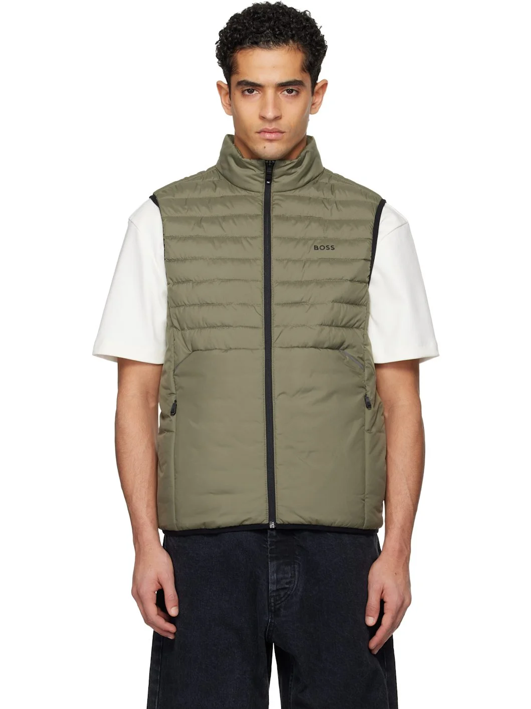 Khaki Water-Repellent Reflective Accents Vest - 1