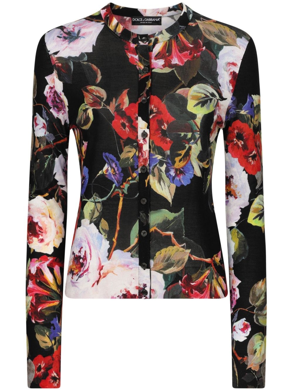 floral-print silk cardigan - 1
