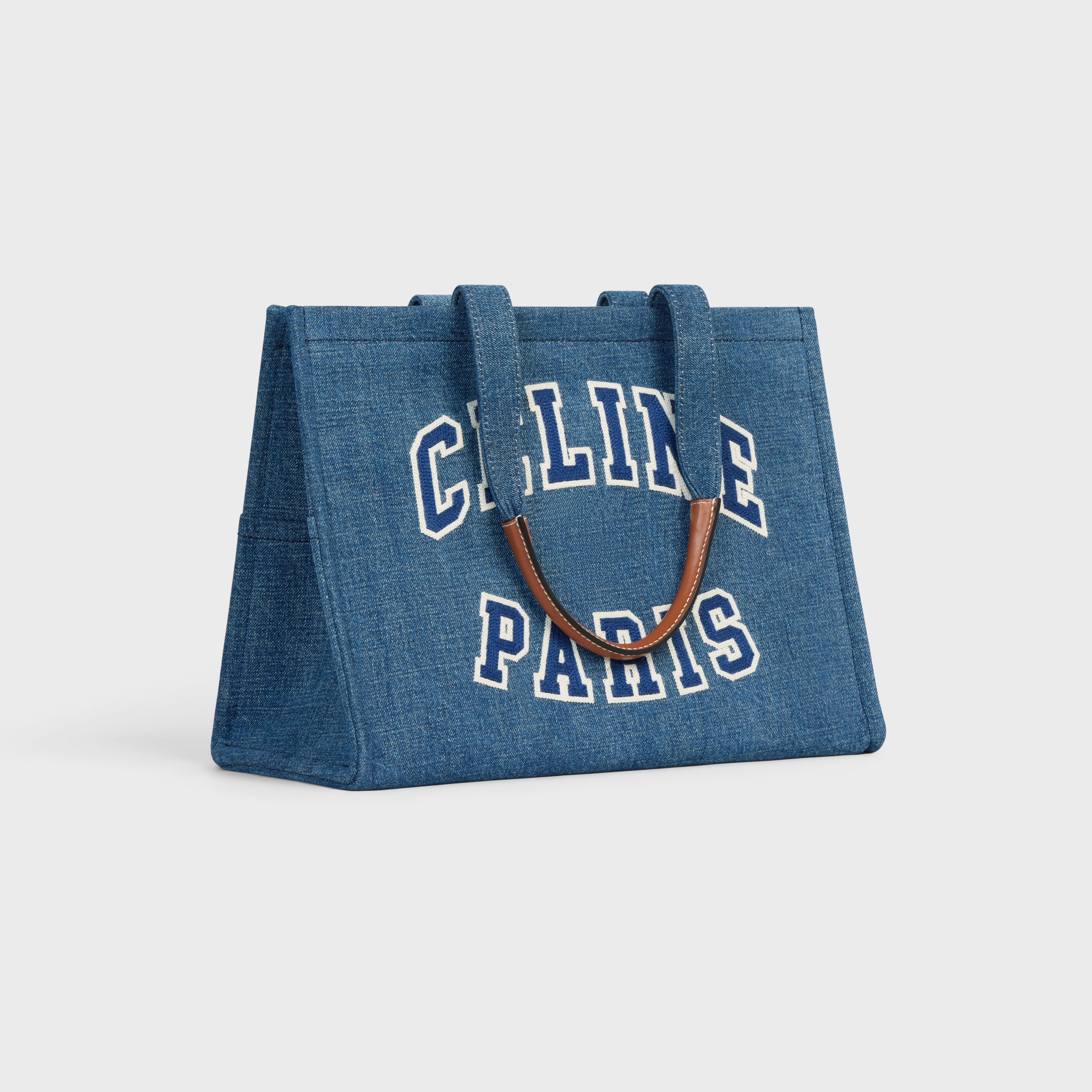 Large Cabas Thais in DENIM with celine paris AND CALFSKIN - 2