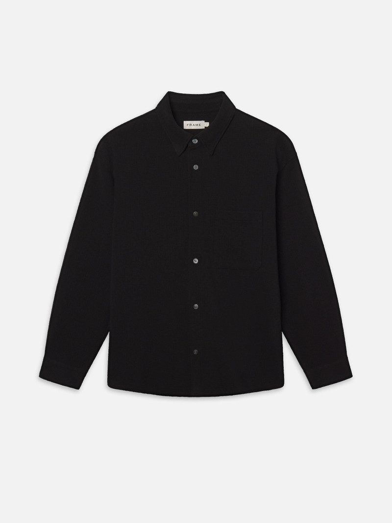 Waffle Textured Shirt in Black 1