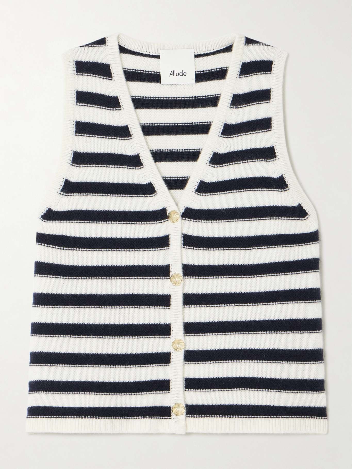 Striped cashmere vest Navy - 1
