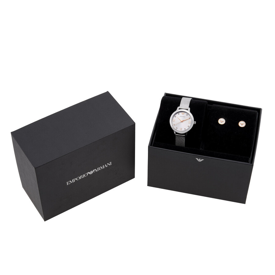 Emporio Armani Cleo Quartz Crystal Silver Dial Ladies Watch AR80065SET - 4