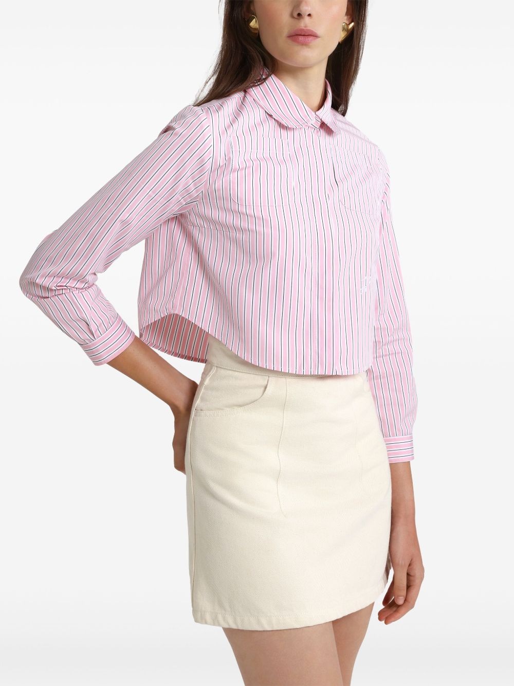 cropped printed poplin shirt - 4