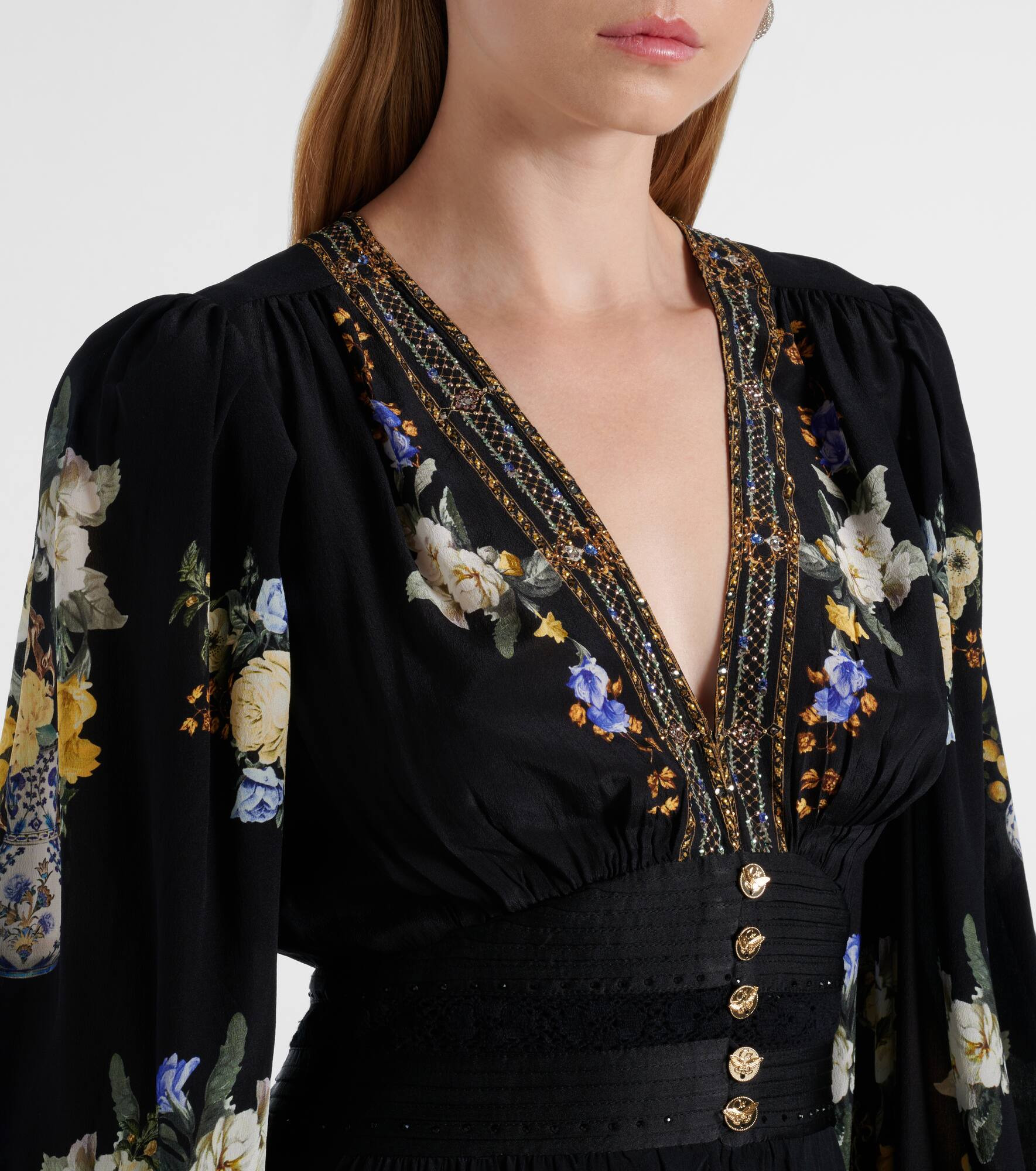 Ottoman Elegance floral silk maxi dress - 4
