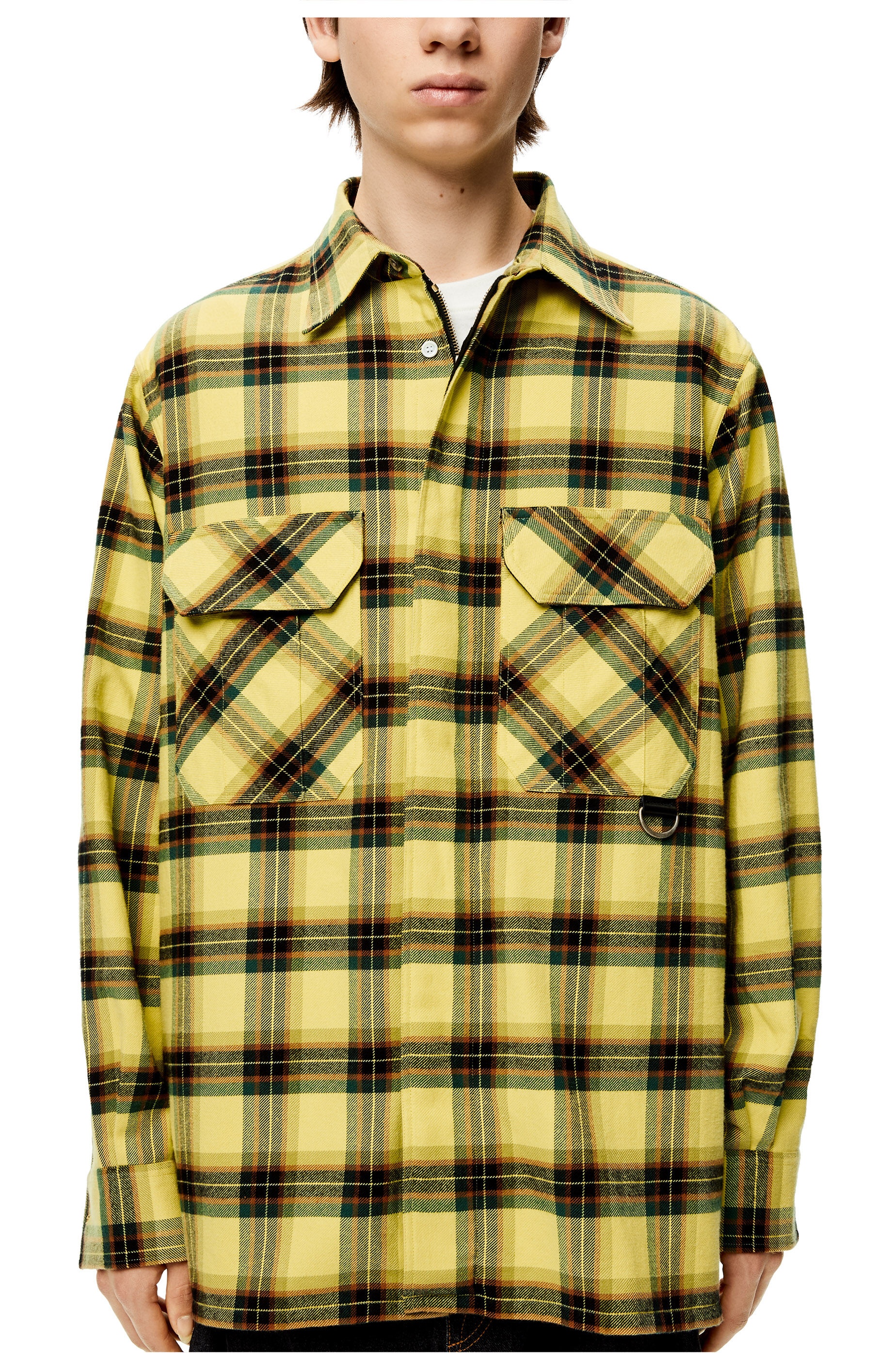 Check flannel zip shirt in cotton - 5