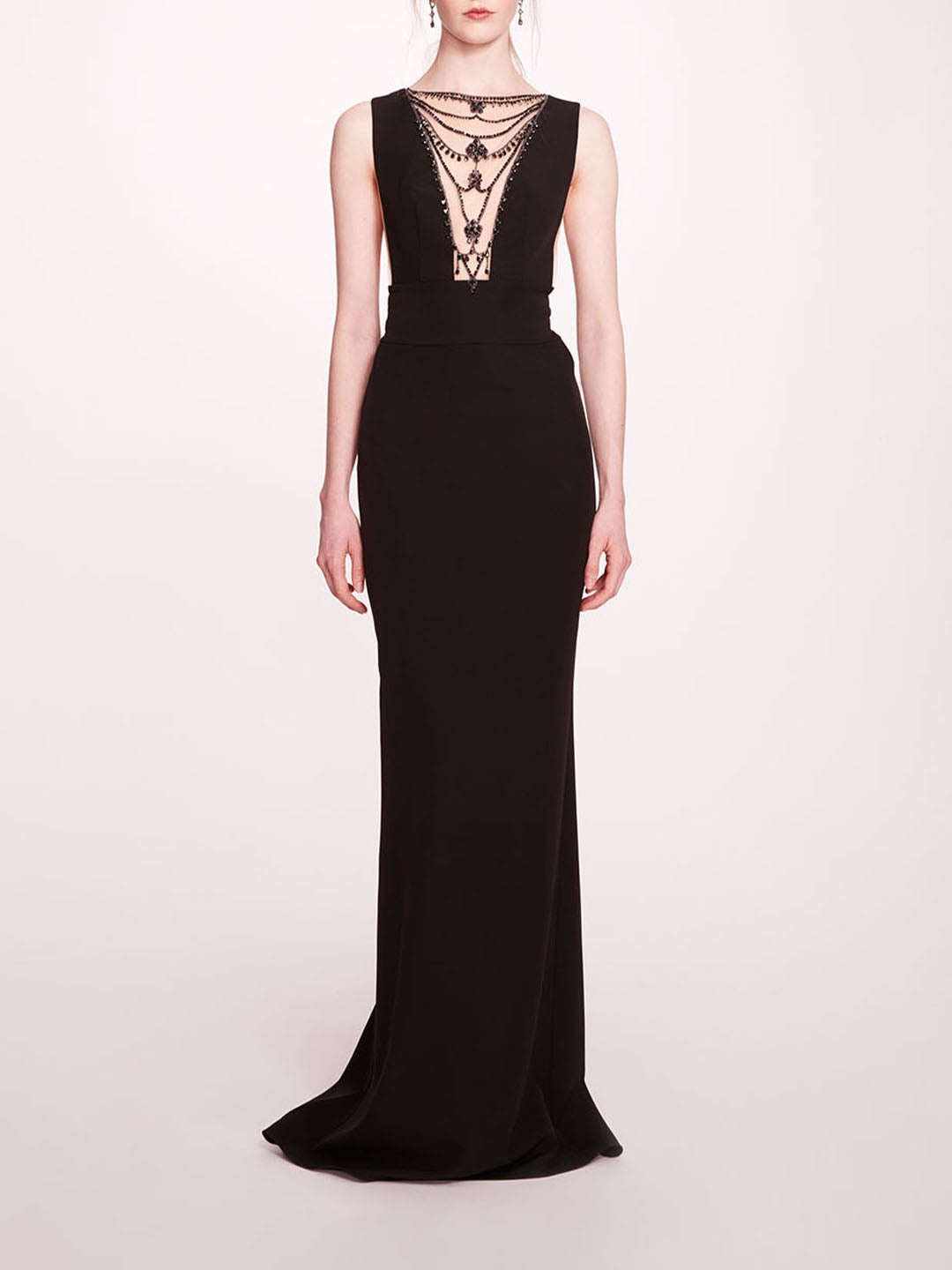 JEWEL EMBELLISHED COLUMN GOWN - 1