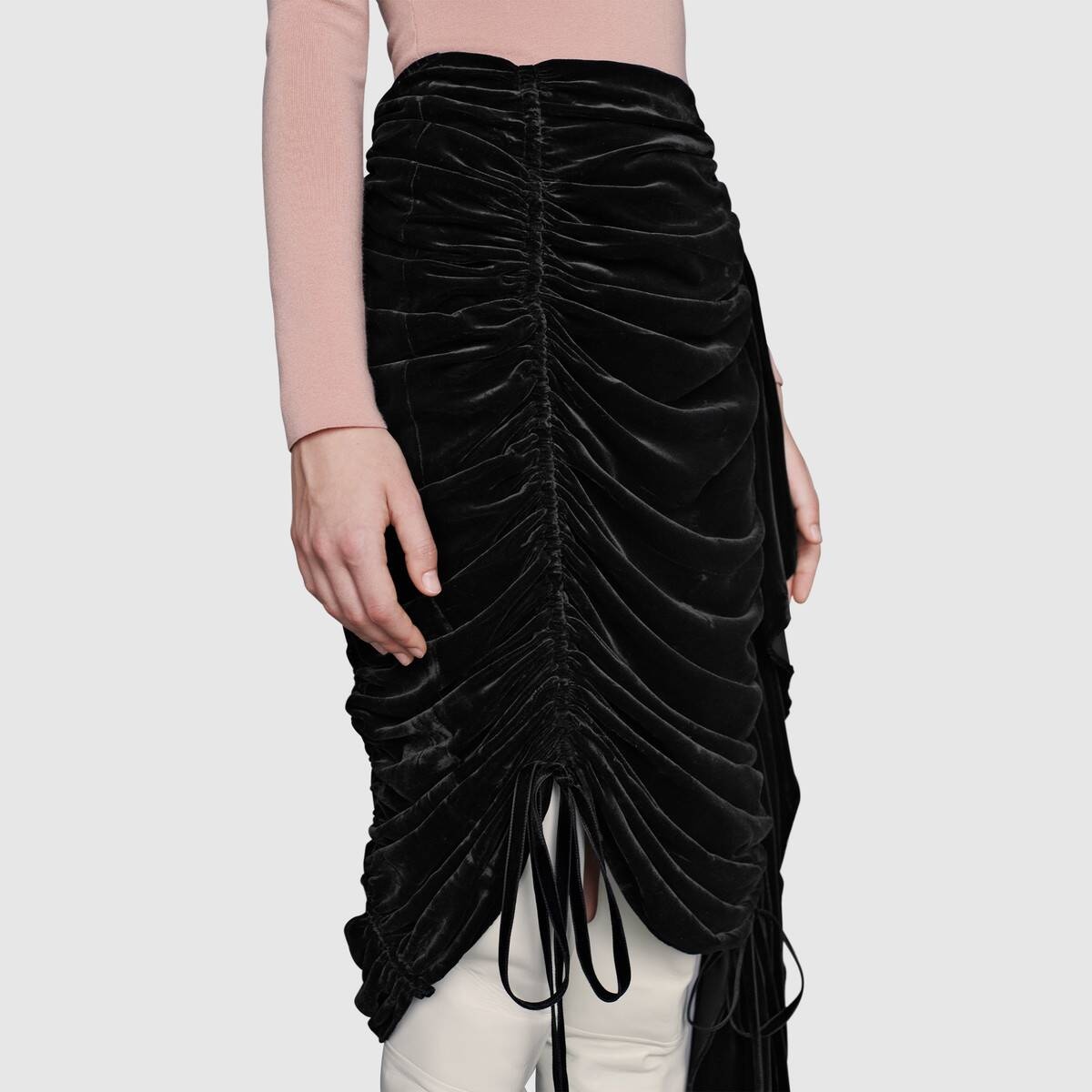 Draped velvet skirt with ruffle - 5