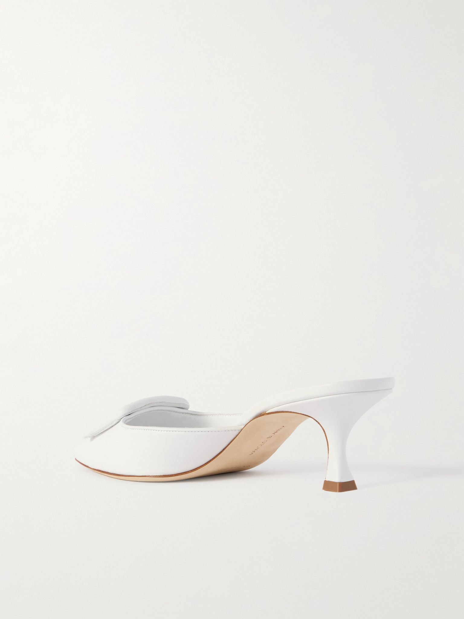 Maysale 50 buckled leather mules White - 3
