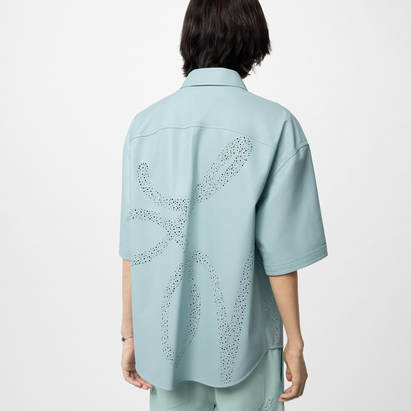 Perforated Leather Short-Sleeved Shirt 5