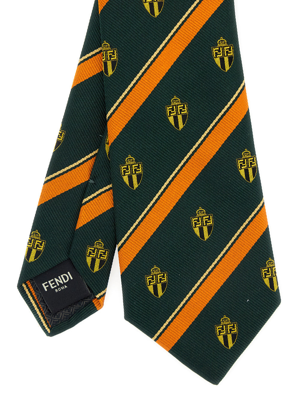 Fendi Men Blue Silk Tie With All-Over Fendi Crest Motif And All-Over Striped Motif In Silk Man - 3