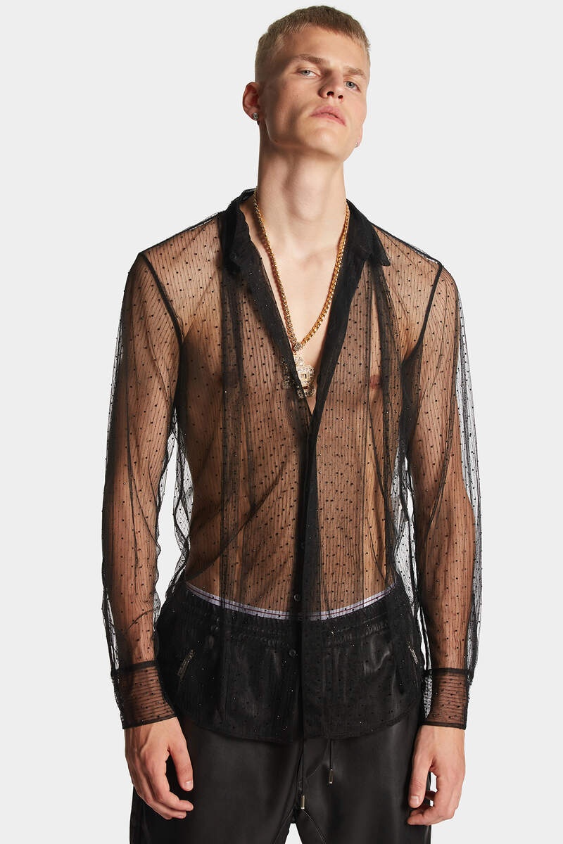 EVENING SEE THROUGH BOW SHIRT - 5