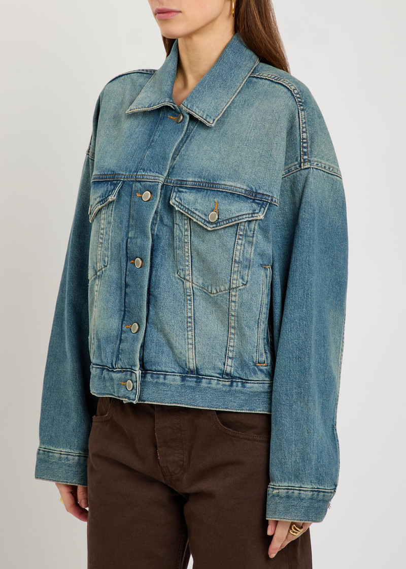 GOOD AMERICAN Good American Cropped Denim Trucker Jacket outlook