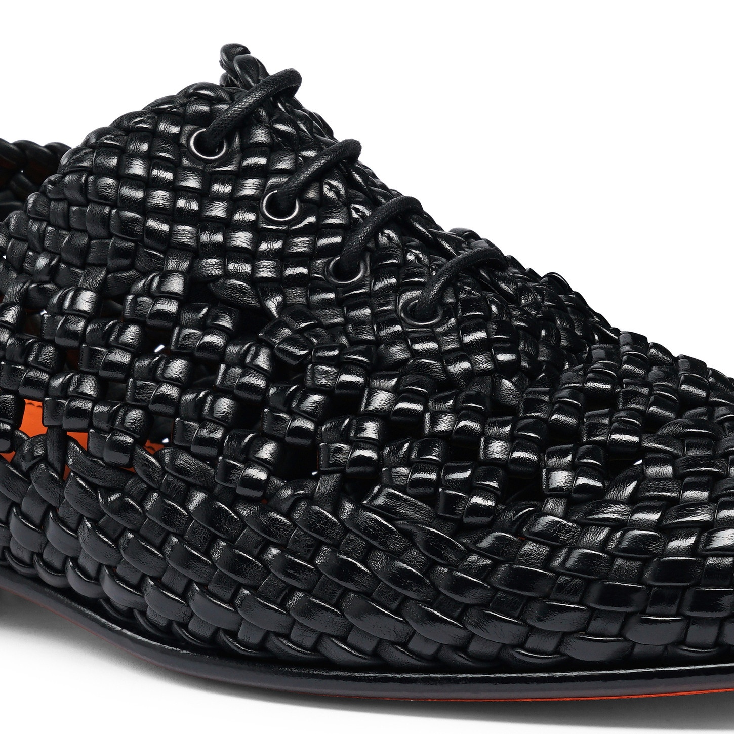 Men's black woven leather lace-up shoe - 6