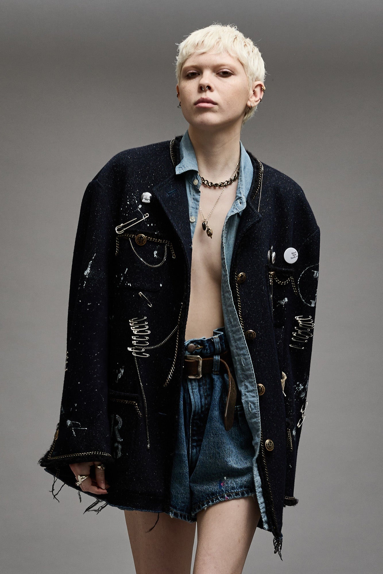 SLOUCH CHORE JACKET - DARK TWEED - 3