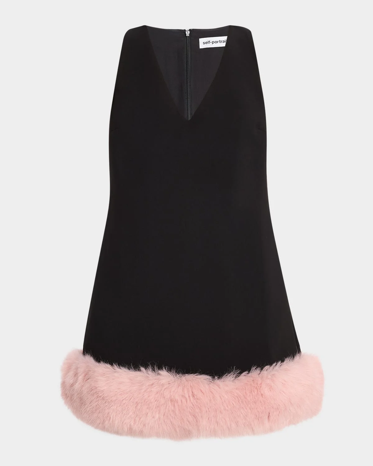 Crepe Faux Fur Hem Mini Dress - 1