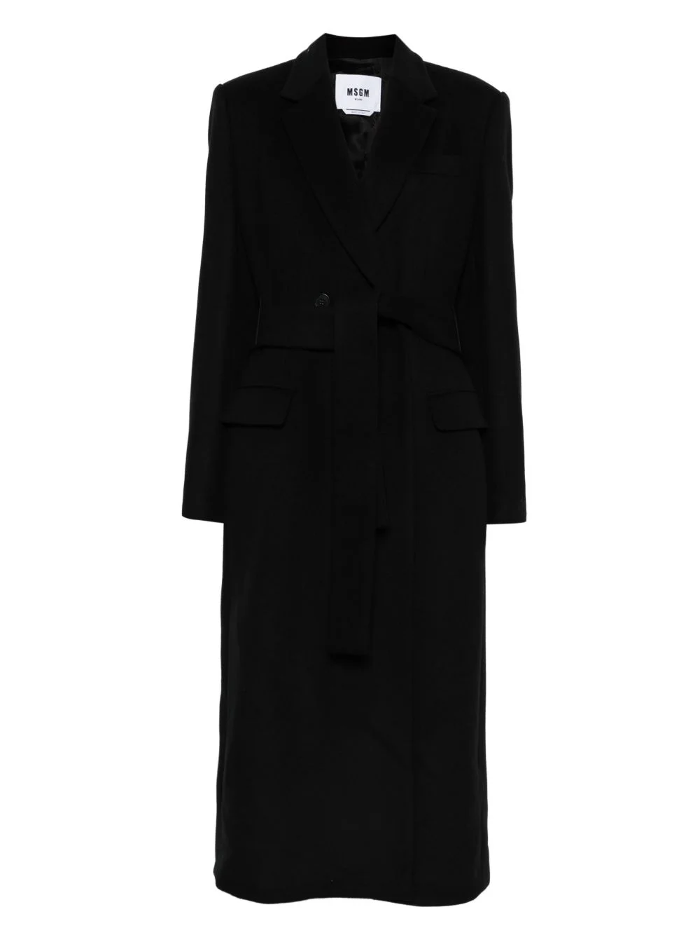 belted notched coat - 1