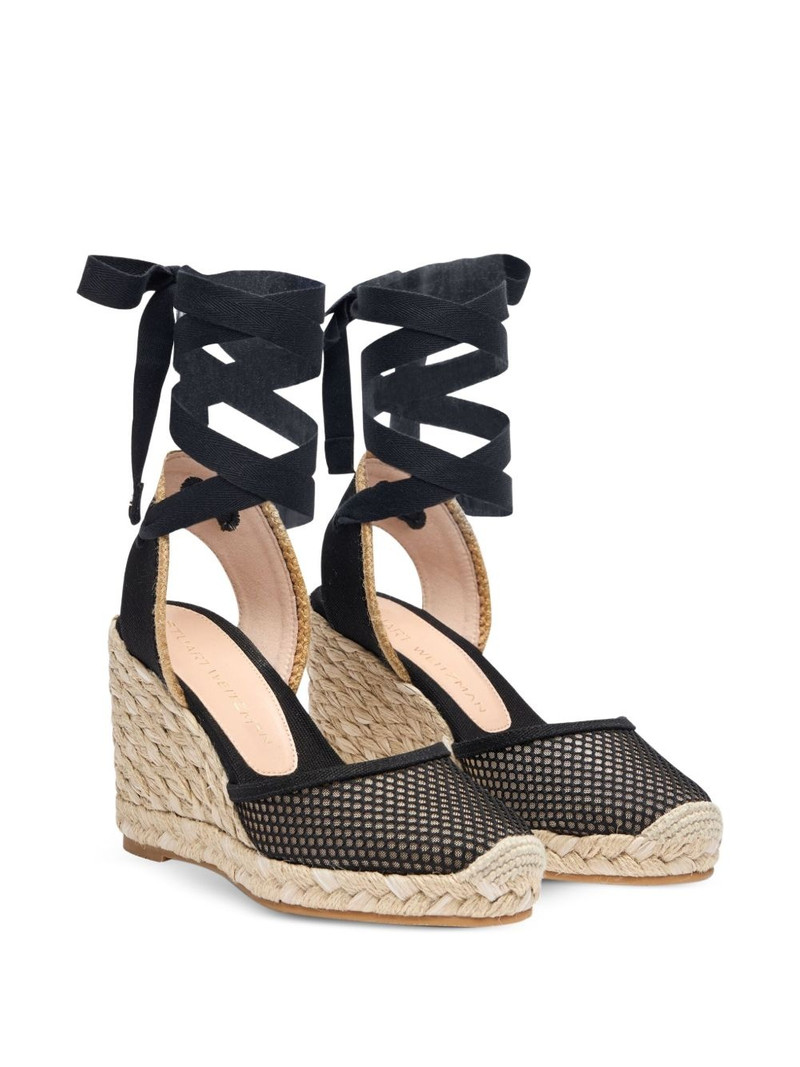 Stuart Weitzman lace-up mesh wedge sandals outlook