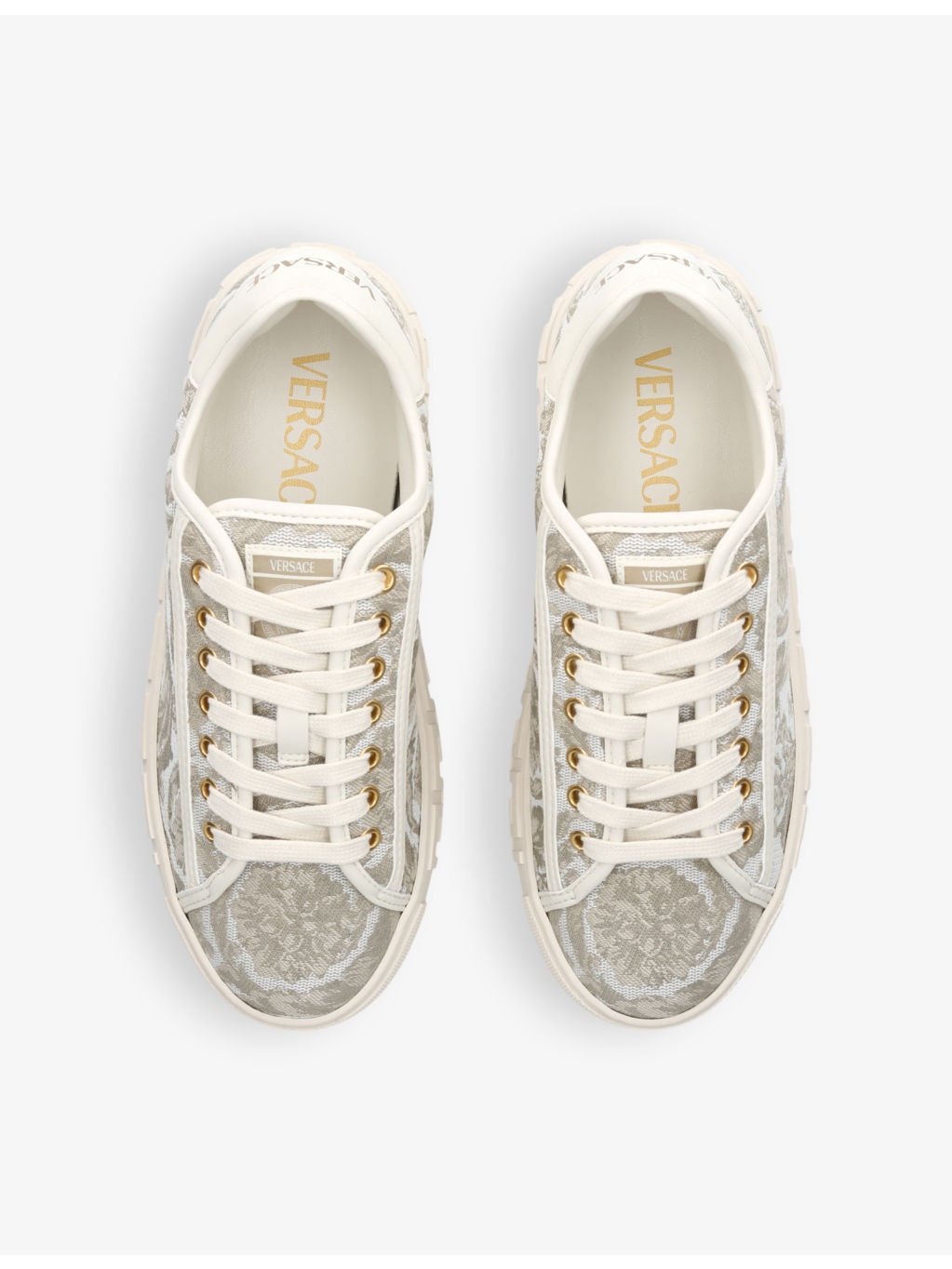 Baroque graphic-pattern canvas low-top trainers - 2