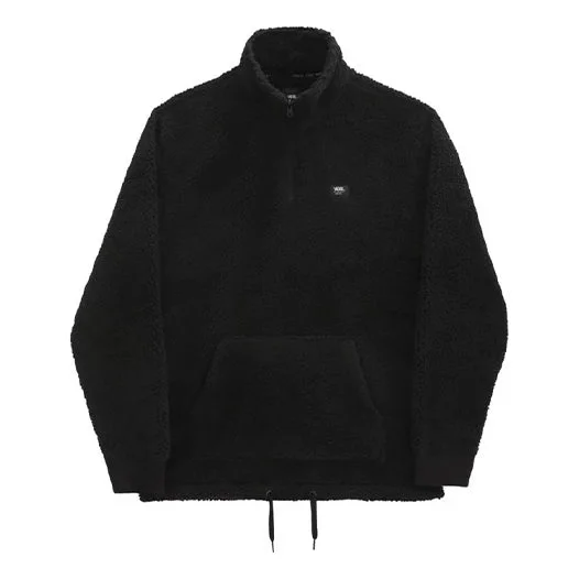 Men's Vans polar fleece Half Zipper Stand Collar Jacket Black VN0A4PPPBLK - 1