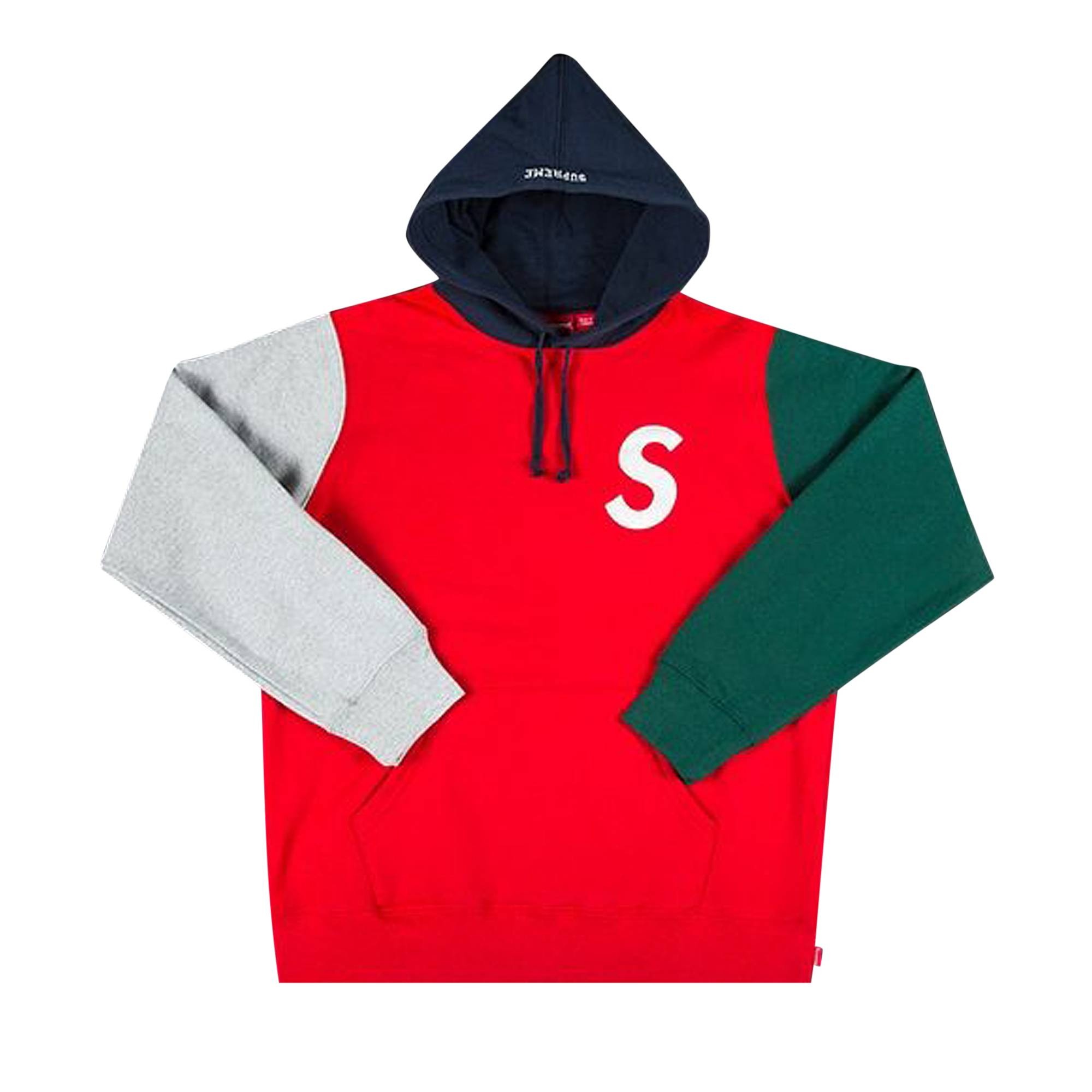 Supreme S Logo Colorblocked Hooded Sweatshirt 'Red' - 1