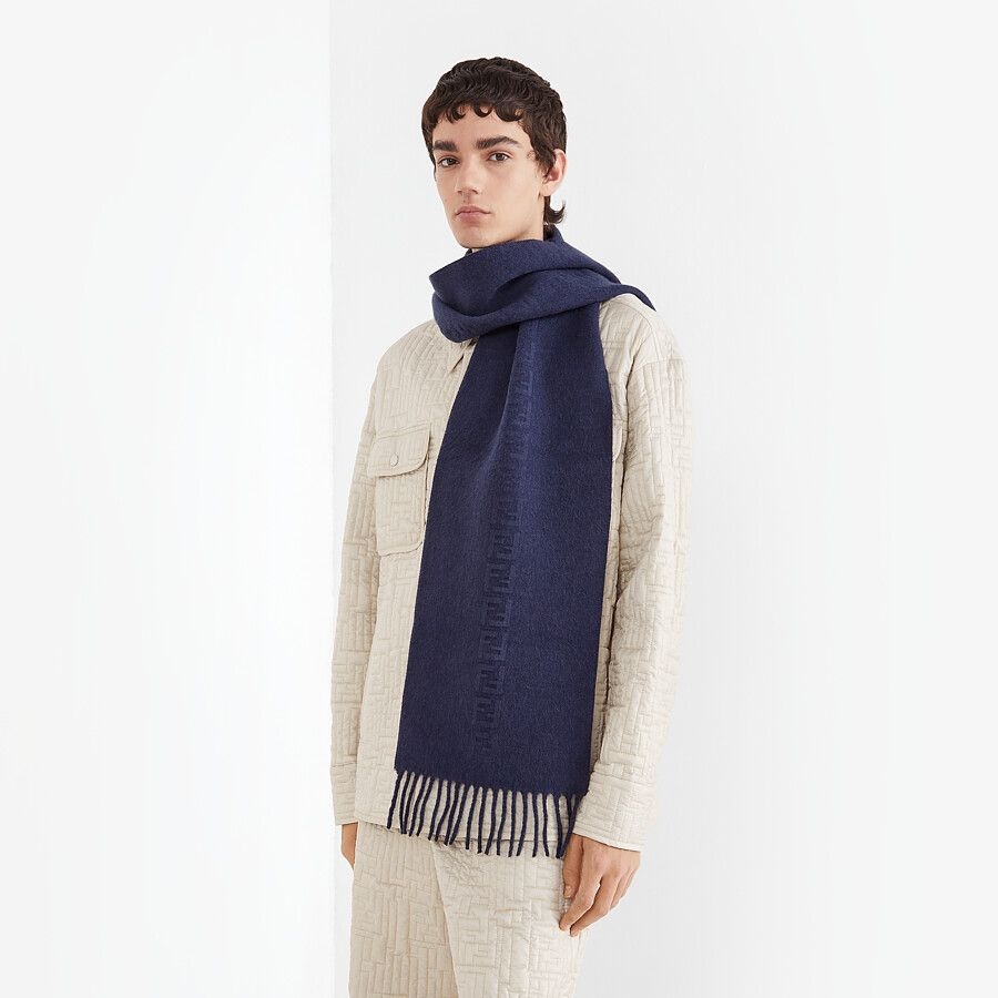 Blue cashmere scarf - 3