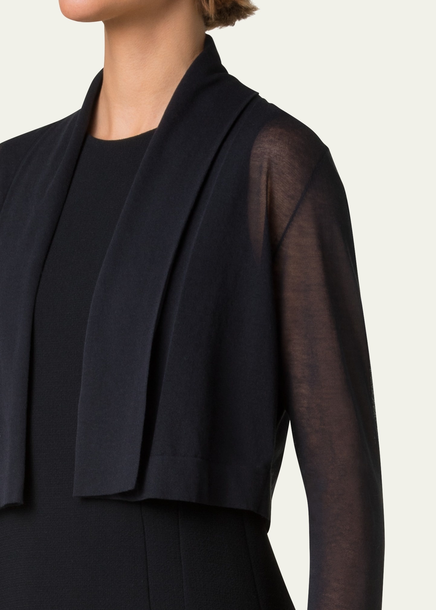 Shawl Sheer Cropped Cardigan - 5