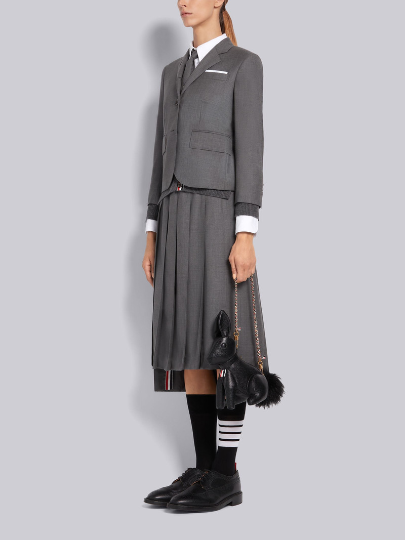 Black Pebbled Calfskin Small Grosgrain Woven Chain Rabbit Bag 6