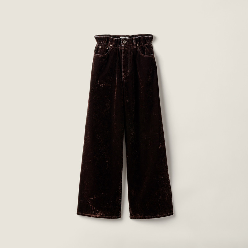 Washed flocked chambray pants 1