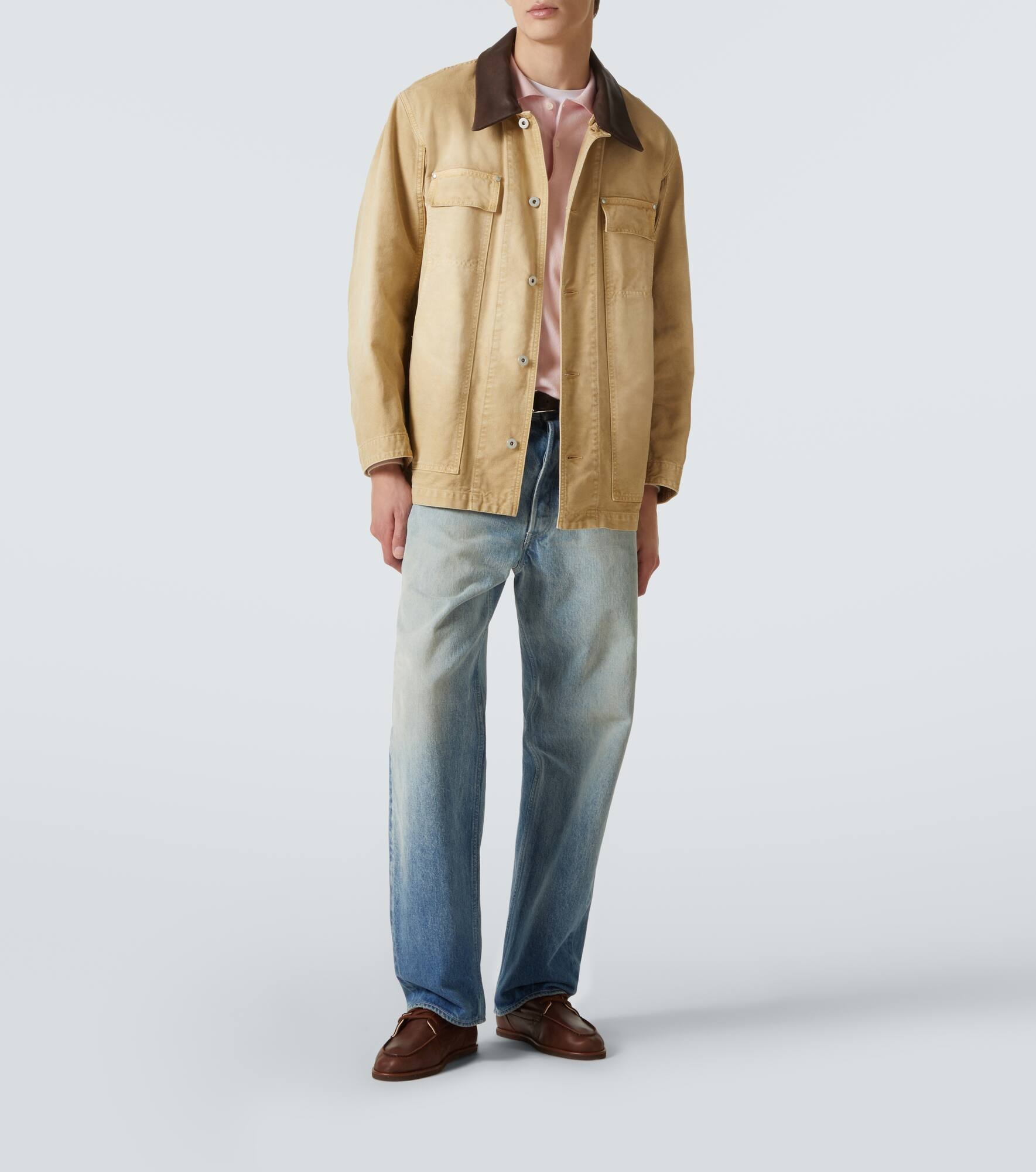 Leather-trimmed cotton blouson - 2