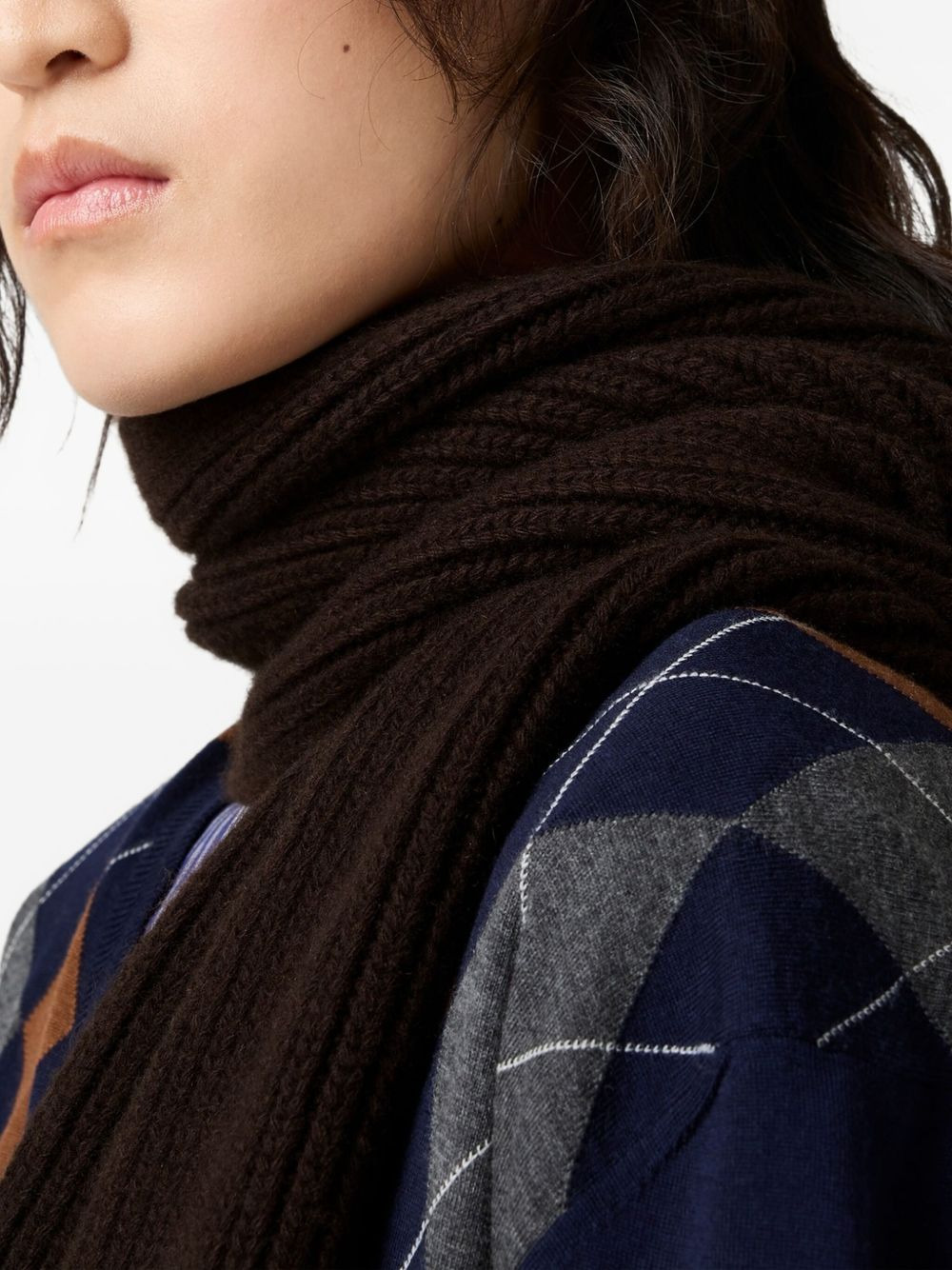 logo-intarsia cashmere scarf - 3