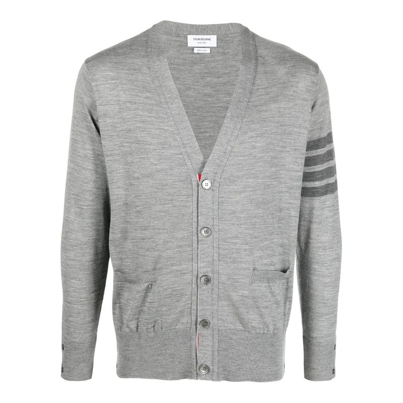 Thom Browne Wool 4-Bar V-Neck Cardigan Men outlook